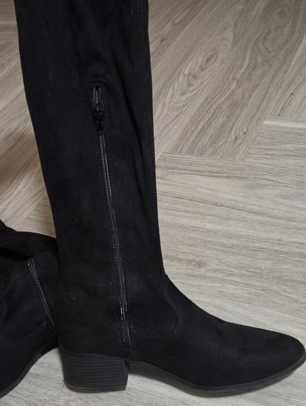Black Over-the-Knee Block Heel Boots - Women